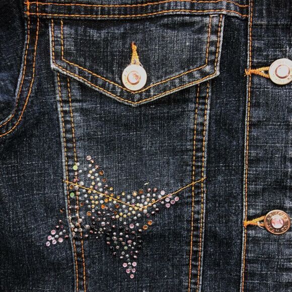 EUC Girl’s Large Arizona Jeans Co Embellished Jean Jacket - Picture 2 of 7